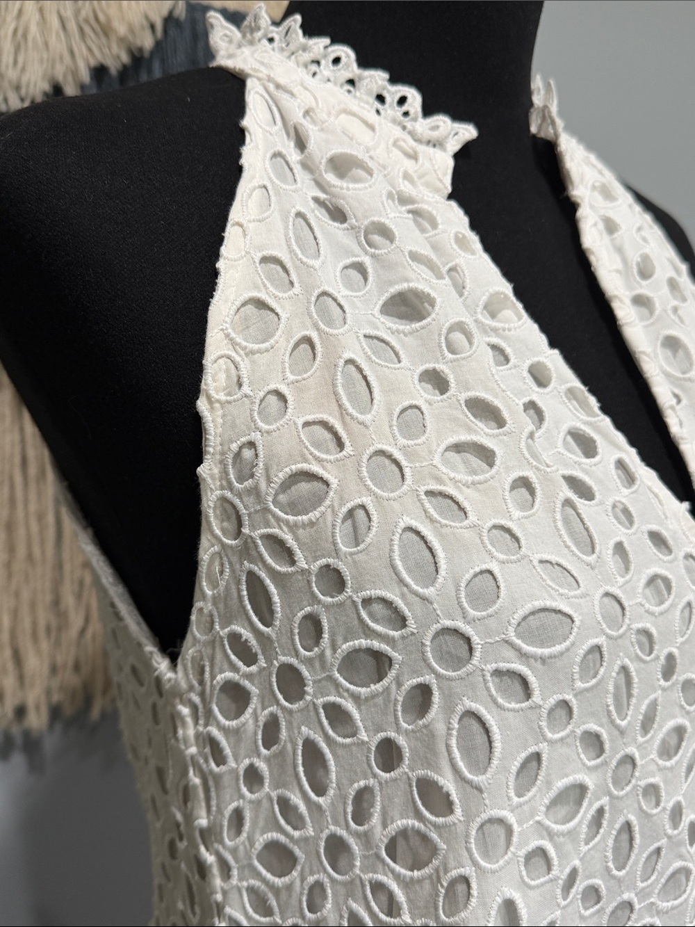 J.Crew White Eyelet Halter Dress Embroidered Summer Mini Dress Size S - Picture 4 of 15